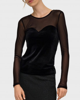 ONLY SMOOTH MESH MIX WOMEN'S LONG SLEEVE TOP - 15360668  - BLACK