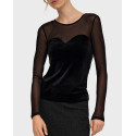 ONLY SMOOTH MESH MIX WOMEN'S LONG SLEEVE TOP - 15360668  - BLACK