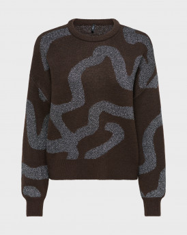 ONLY ROSIE WOMEN'S KNIT PULLOVER WITH PATTERN DESIGN - 15378461 - BROWN