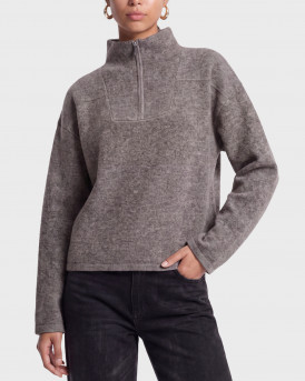 ONLY CLARA WOMEN'S HALF ZIP-UP PULLOVER - 15378495 - GREY