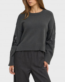 ONLY ANNIKA WOMEN'S PULLOVER WITH SEQUIN DETAIL - 15378500 - GREY