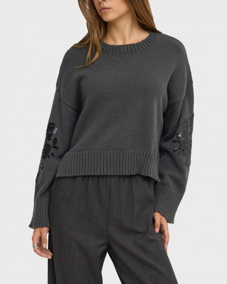 ONLY ANNIKA WOMEN'S PULLOVER WITH SEQUIN DETAIL - 15378500