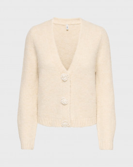 ONLY ZAGGIE WOMEN'S CARDIGAN WITH BUTTON DETAILS - 15382143 - ECRU