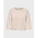ONLY MOONSTONE WOMEN'S PULLOVER 3/4 SLEEVES AND RHINESTONES - 15382157 - ECRU