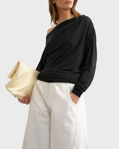 TOPSHOP TSRINA ΓΥΝΑΙΚΕΙΑ ΜΑΚΡΥΜΑΝΙΚΗ OFF SHOULDER ΜΠΛΟΥΖΑ - 31001581