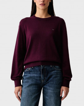 TOMMY JEANS WOMEN'S LONG SLEEVE KNIT - DW0DW23360 - BURGUNDY