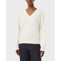 TOMMY JEANS WOMEN'S LONG SLEEVE KNIT - DW0DW23362 - ECRU