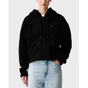 TOMMY JEANS WOMEN'S FLEECE JACKET WITH HOOD - DW0DW23291 - BLACK