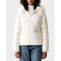 TOMMY JEANS WOMEN'S QUILTED JACKET WITH HOOD AND FAUX FUR - DW0DW23409 - ECRU
