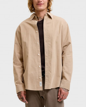 JACK & JONES JEFIELD MEN'S LONG SLEEVE CORDUROY SHIRT - 12298525 - BEIGE