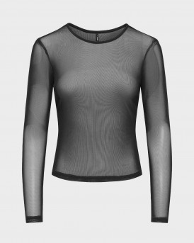 ONLY OPUS WOMEN'S SHEER TOP WITH RHINESTONES - 15384893 - BLACK
