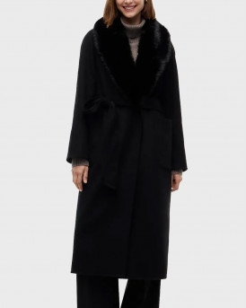 TOMMY HILFIGER WOMEN'S COAT WITH DETACHABLE FUR - WW0WW51105 - BLACK