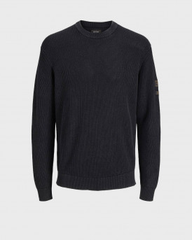 JACK & JONES TANAKA KNIT CREW NECK ΑΝΔΡΙΚΟ ΜΑΚΡΥΜΑΝΙΚΟ ΠΛΕΚΤΟ - 12298548 - ΜΑΥΡΟ