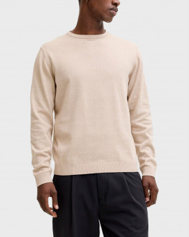 JACK & JONES BASIC CREW NECK ΑΝΔΡΙΚΟ ΠΟΥΛΟΒΕΡ ΣΤΕΝΗ ΓΡΑΜΜΗ - 12137190 - ΕΚΡΟΥ