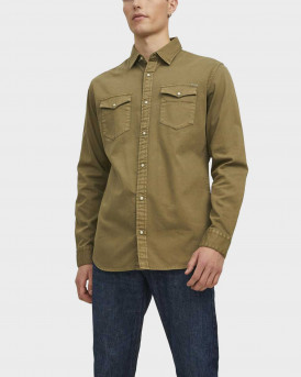 JACK & JONES JJESHERIDAN MEN'S SHIRT COMFORT FIT - 12138115 - OLIVE GREEN