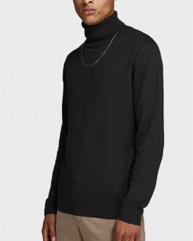 JACK & JONES JJEEMIL ROLL NECK ΑΝΔΡΙΚΟ ΜΑΚΡΥΜΑΝΙΚΟ ΖΙΒΑΓΚΟ - 12157417 - ΜΑΥΡΟ