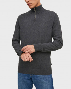 JACK & JONES ΑΝΔΡΙΚΟ ΠΟΥΛΟΒΕΡ HALF-ZIP - 12189339 - ΓΚΡΙ