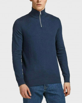JACK & JONES ΑΝΔΡΙΚΟ ΠΟΥΛΟΒΕΡ HALF-ZIP - 12189339 - ΜΠΛΕ