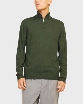 JACK & JONES ΑΝΔΡΙΚΟ ΠΟΥΛΟΒΕΡ HALF-ZIP - 12189339 - ΛΑΔΙ