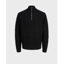 JACK & JONES JJSAGE ΑΝΔΡΙΚΟ ΜΑΚΡΥΜΑΝΙΚΟ ΠΛΕΚΤΟ HALF-ZIP - 12298501 - ΜΑΥΡΟ
