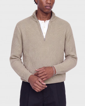 JACK & JONES JJSAGE ΑΝΔΡΙΚΟ ΜΑΚΡΥΜΑΝΙΚΟ ΠΛΕΚΤΟ HALF-ZIP - 12298501 - ΜΠΕΖ
