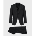 BOSS H-HUGE VITALE BARBERIS SUPER110 MEN'S 2-PIECE NARROW LINEN GROOM SUIT - 50567229 - BLACK